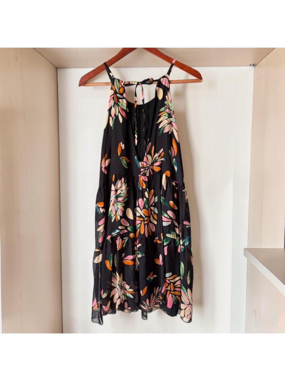 FRNCH Mona Arianna Silk-Blend Mini Tiered Halter Dress Anthropologie Medium - Picture 8 of 13